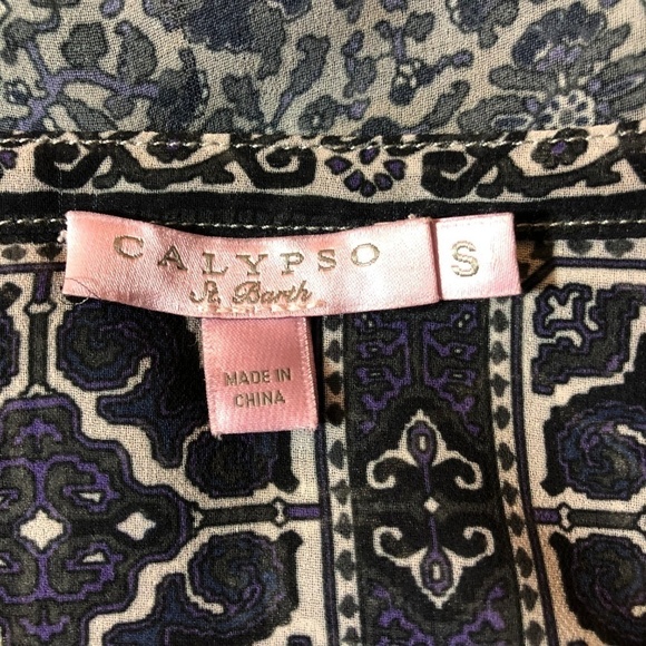 CALYPSO ST BARTH Sheer Print V Neck Tunic Top Sz S - Picture 7 of 9